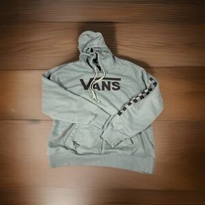Vans Off The Wall Womens Skateboard Pullover Green Hoodie Logo Checker Sleeves M